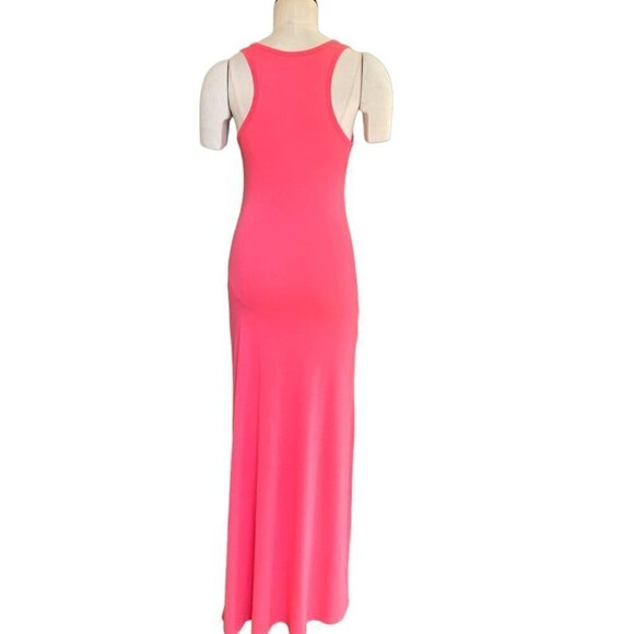 Go Couture Women's Racerback Knit Maxi Dress L Pink Paris Eiffel Tower #81K - Picture 6 of 9